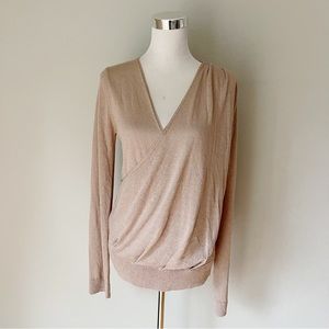 Hinge Dusty Rose Pink Wrap Top Size M